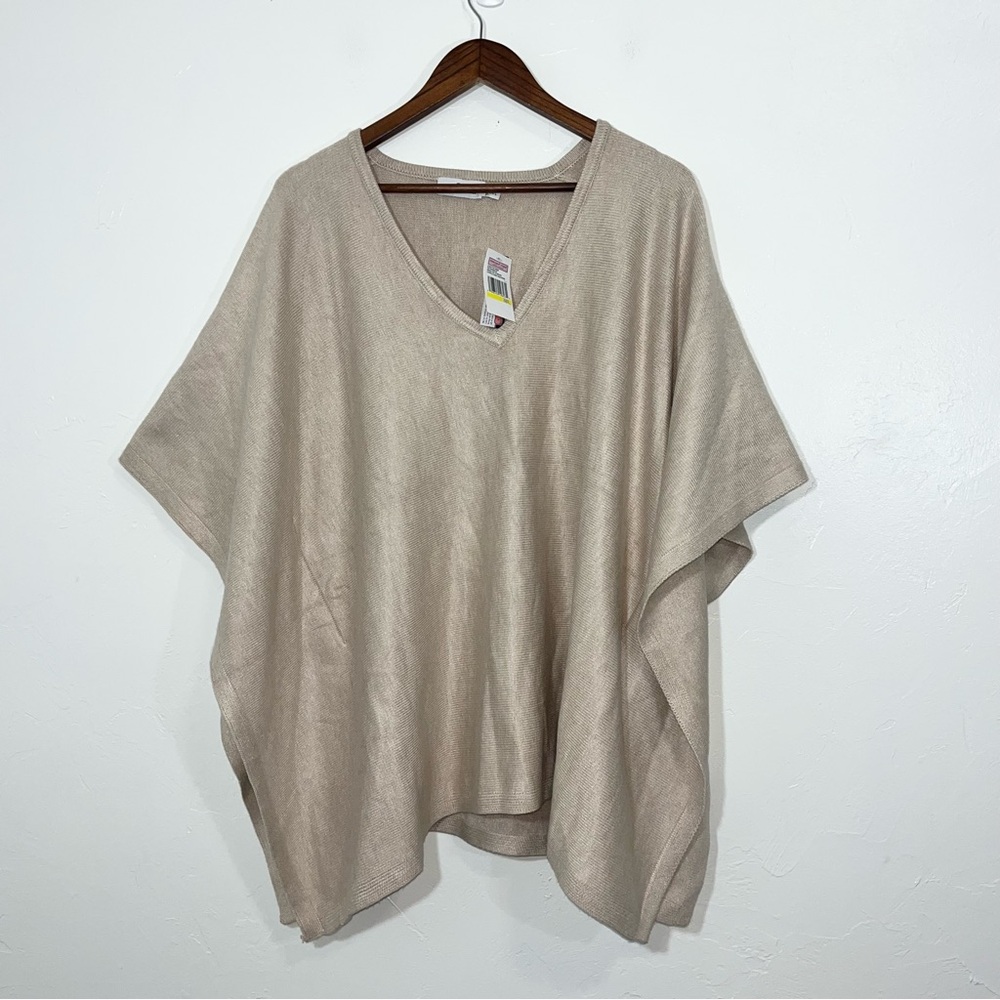 Vineyard Vines Tan Poncho Sweater Wrap Ruana  V Neck  M/L